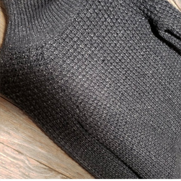 LOFT WOMEN WOOL BLEND GRAY METALIC SHIMMER STRETCHY SWEATER IN SIZE XS MOCK NECK - Picture 3 of 6